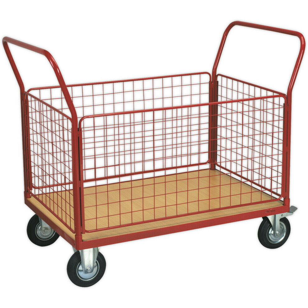 Platform Truck with 4 Removable Sides - 300kg Weight Limit - Two Braked Castors