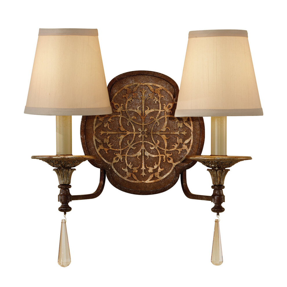 Loops Twin Wall Sconce British Oxidized Led E14 60W Bulb Light/Bronze