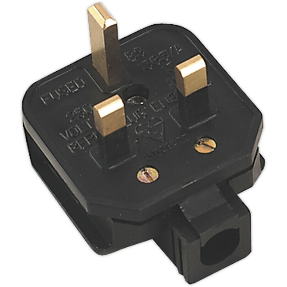 Black Heavy Duty 13A Plug - 3 Pin UK Plug - Suitable for Garage & Workshop Use