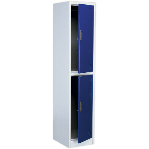 Loops 2 Door Single Locker - 380 x 450 x 1850mm - Ventilated Locking Doors - Flat Pack 2