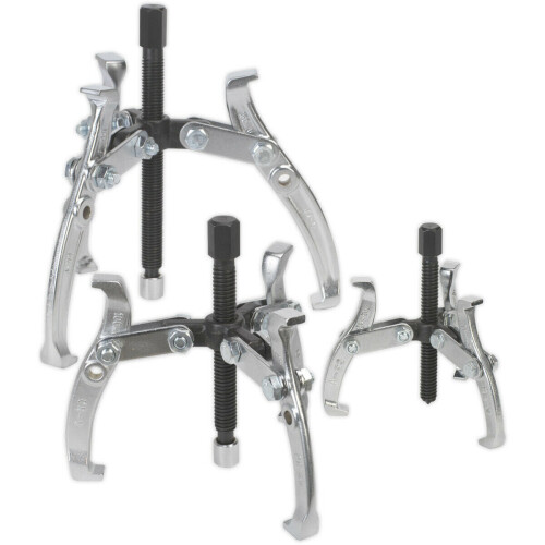 Loops 3 Piece Triple Legged Gear Puller - Reversible - Swivel Thrust Plates - Hex Head
