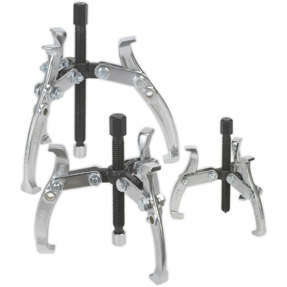 3 Piece Triple Legged Gear Puller - Reversible - Swivel Thrust Plates - Hex Head