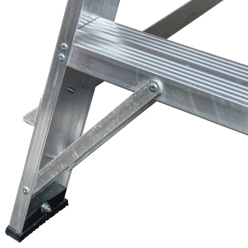 Loops 1.5m Heavy Duty Double Sided Fixed Step Ladders Safety Handrail & Wide Platform 2