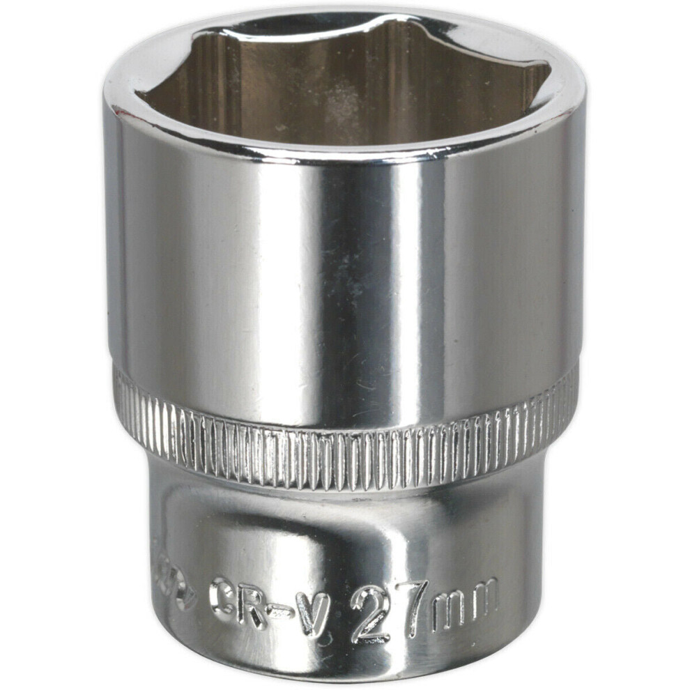 27Mm Forged Steel Drive Socket - 1/2" Square Drive - Polished Chrome Vanadium 5056581922762