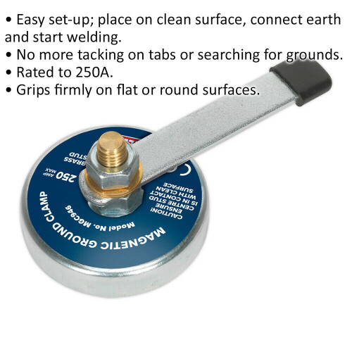 Loops 250A Magnetic Ground Clamp - Welding Support Holder - Earth Clamp Block 1
