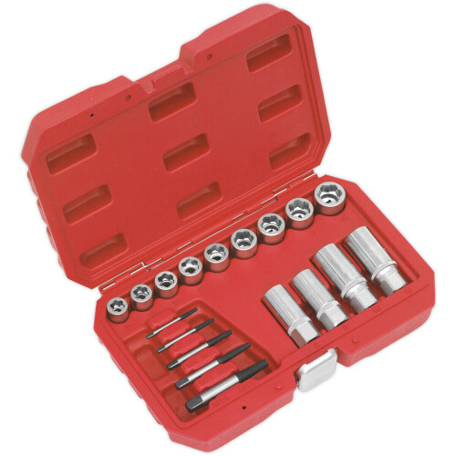 Loops 18 Piece Bolt Stud & Screw Extractor Set - Chromoly Steel - Storage Case