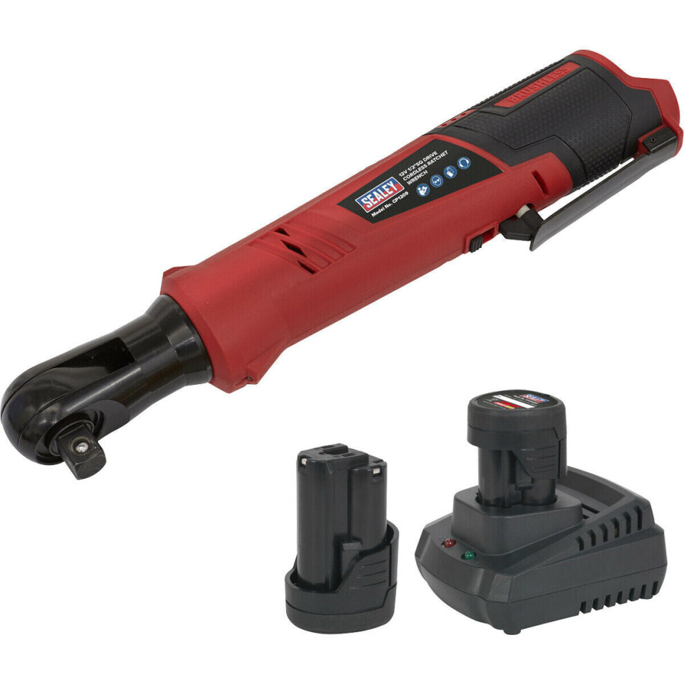 Cordless Ratchet Wrench & 2X Batteries - 12V Lithium Ion - 1/2" Square Drive 5056524267806