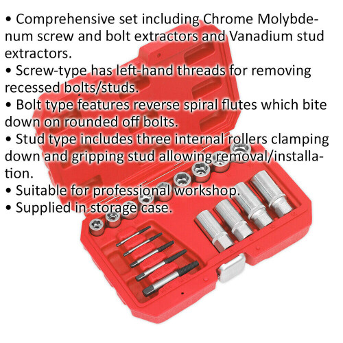 Loops 18 Piece Bolt Stud & Screw Extractor Set - Chromoly Steel - Storage Case 1