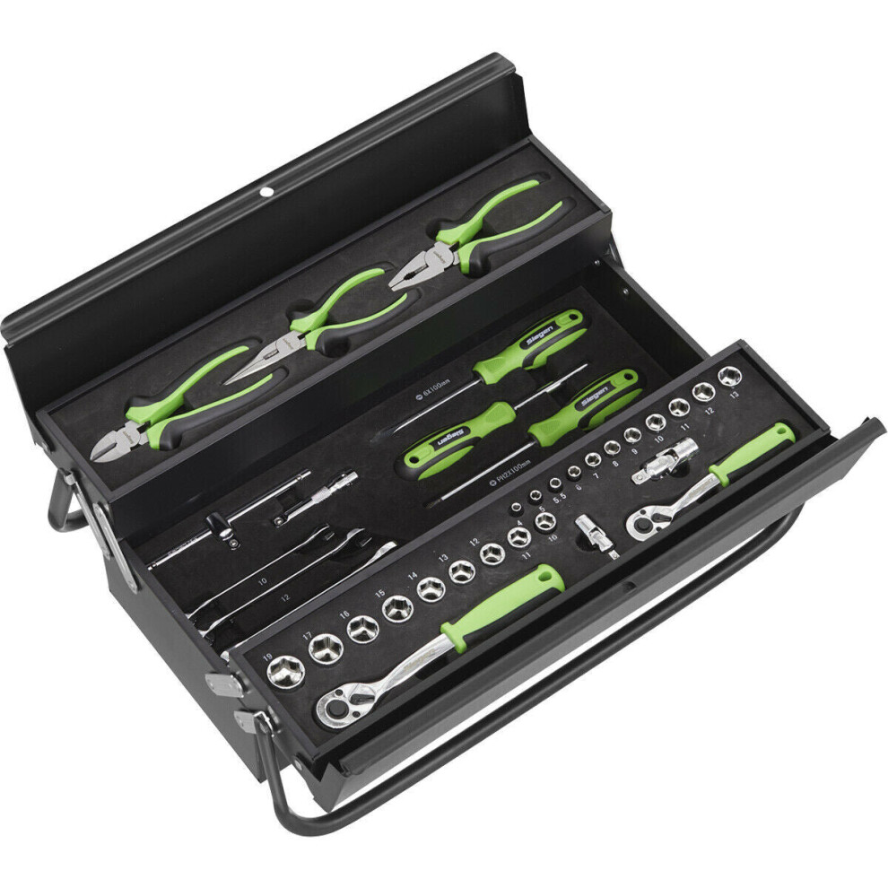 70Pc Tool Set & Cantilever Portable Tool Box Storage Unit - Sockets Spanners Bit 5056581902573