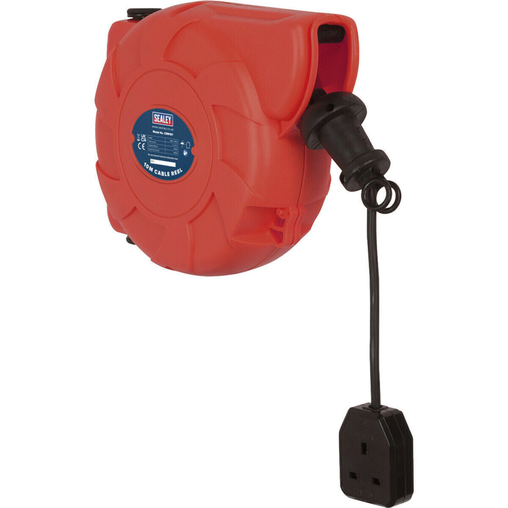 10 Metre Retractable Cable Reel System - 1 x 230V Plug Socket - Composite Cased