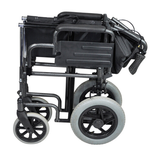Loops Deluxe Attendant Propelled Steel Wheelchair - Compact Foldable Design - Hammered 2