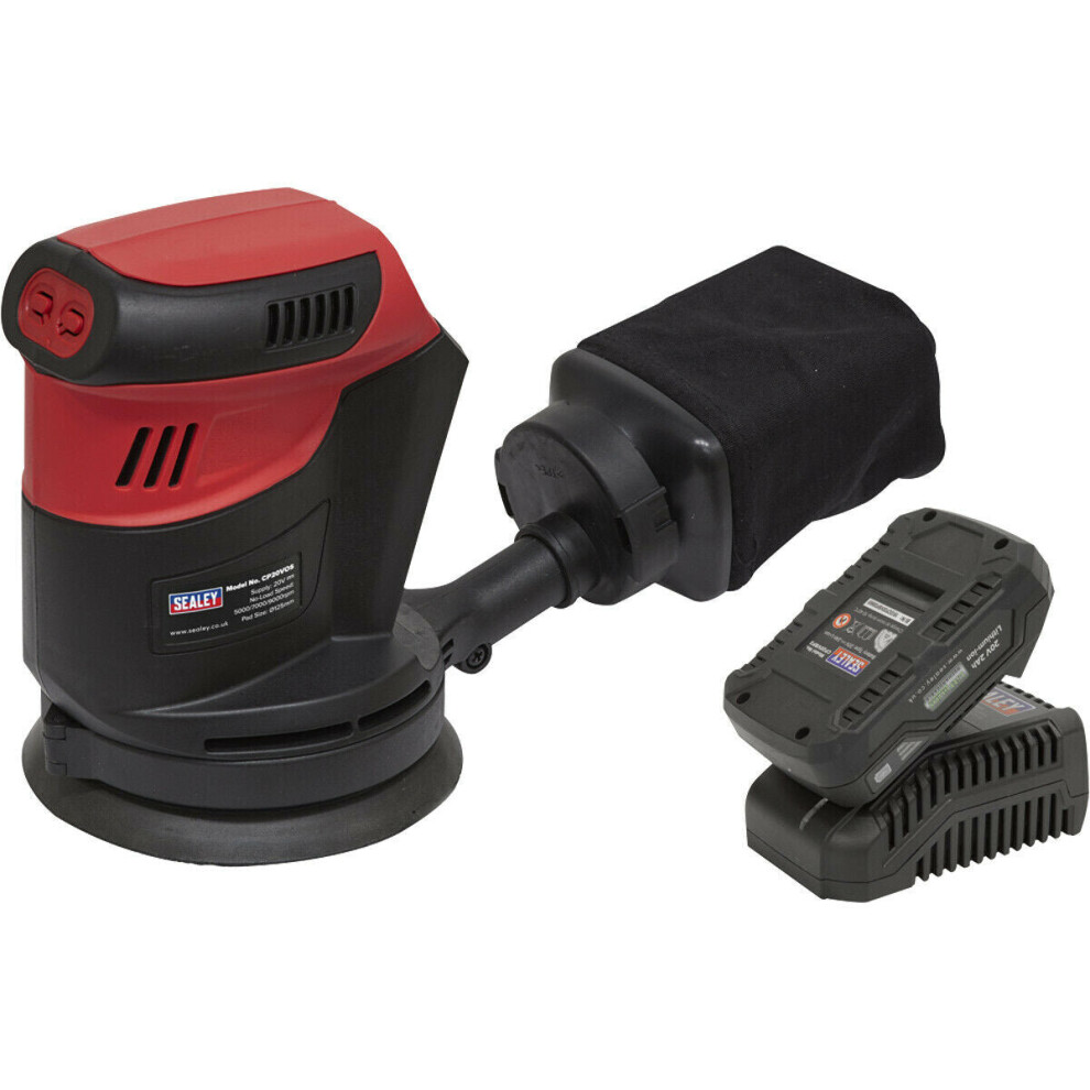 Loops 125Mm Cordless Orbital Palm Sander Kit - 20V 2Ah Li-Ion Battery Lightweight Diy