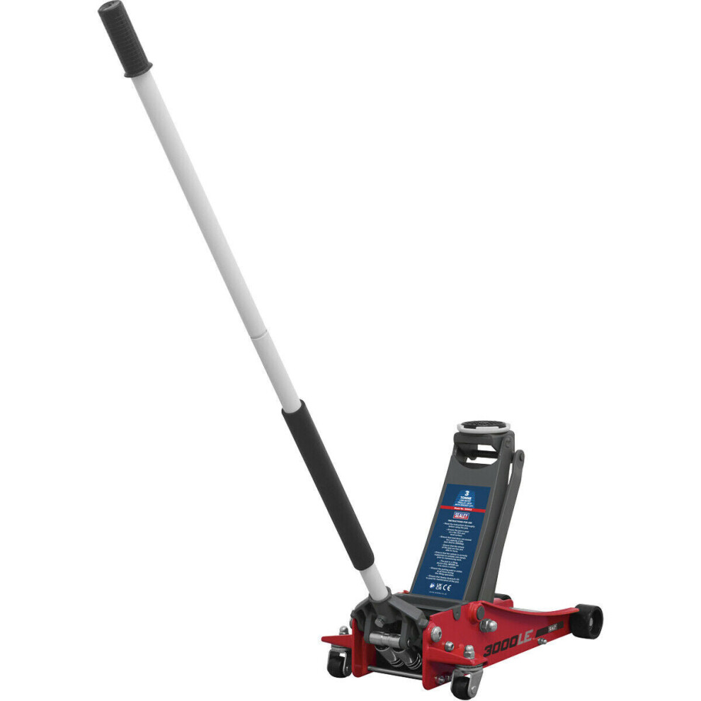 Low Entry Trolley Jack - 3000kg Weight - Twin Piston - 500mm Max Height - Red