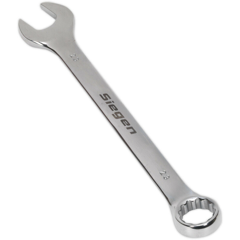 Hardened Steel Combination Spanner - 23mm - Polished Chrome Vanadium Wrench