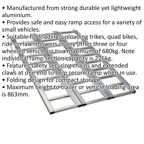 Loops Wide Tri-Folding Aluminium Loading Ramp - 680kg Capacity - Compact & Lightweight 1