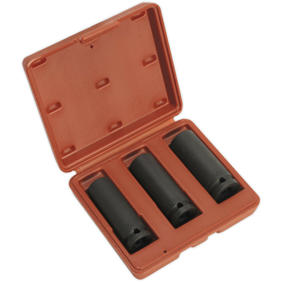3 Pack - 17Mm 19Mm 21Mm Deep Impact Socket Set - 1/2" Square Drive - 6 Point
