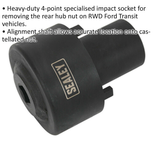 Loops Rear Hub Nut Impact Socket - Heavy-Duty 4 Point Castellated - For Ford Transit 1