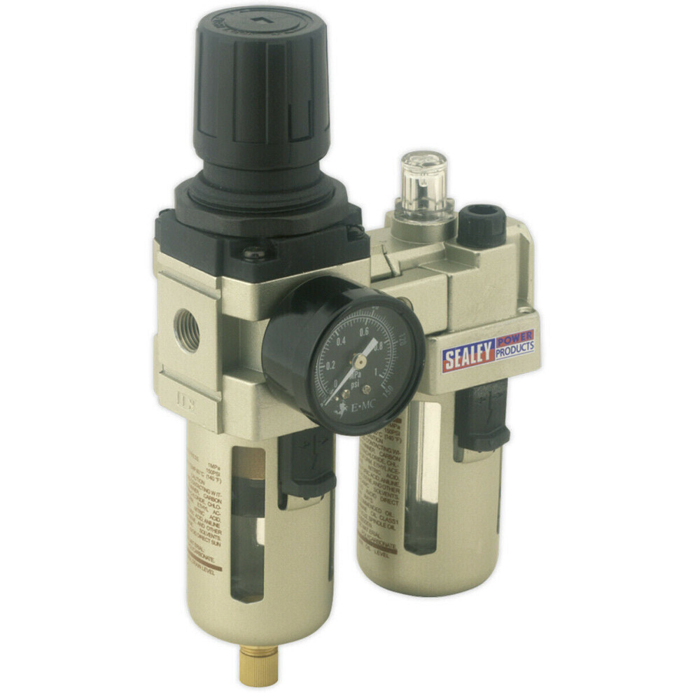 Air Supply Filter Regulator & Lubricator - 1/4" BSP Inlet - 60cfm Max Airflow