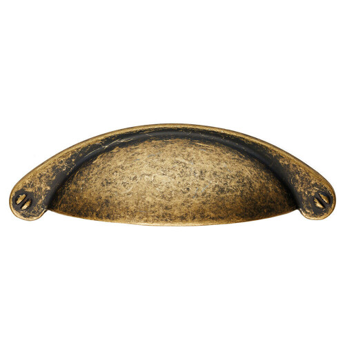 Loops 4x Traditional Cup Pull Handle 104 x 26mm 64mm Fixing Centres Antique Brass 1
