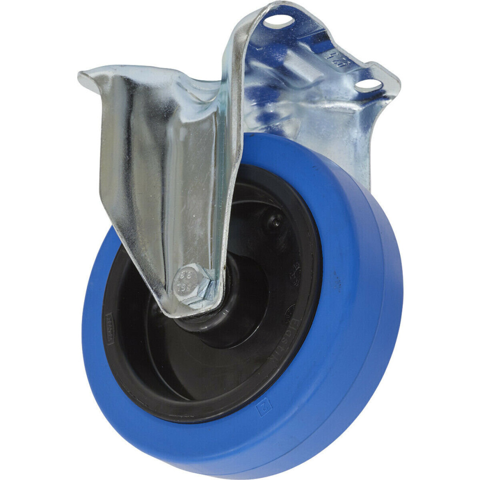 125Mm Fixed Plate Castor Wheel - Heavy Duty Polymer & Elastic - 40Mm Tread 5056581914811