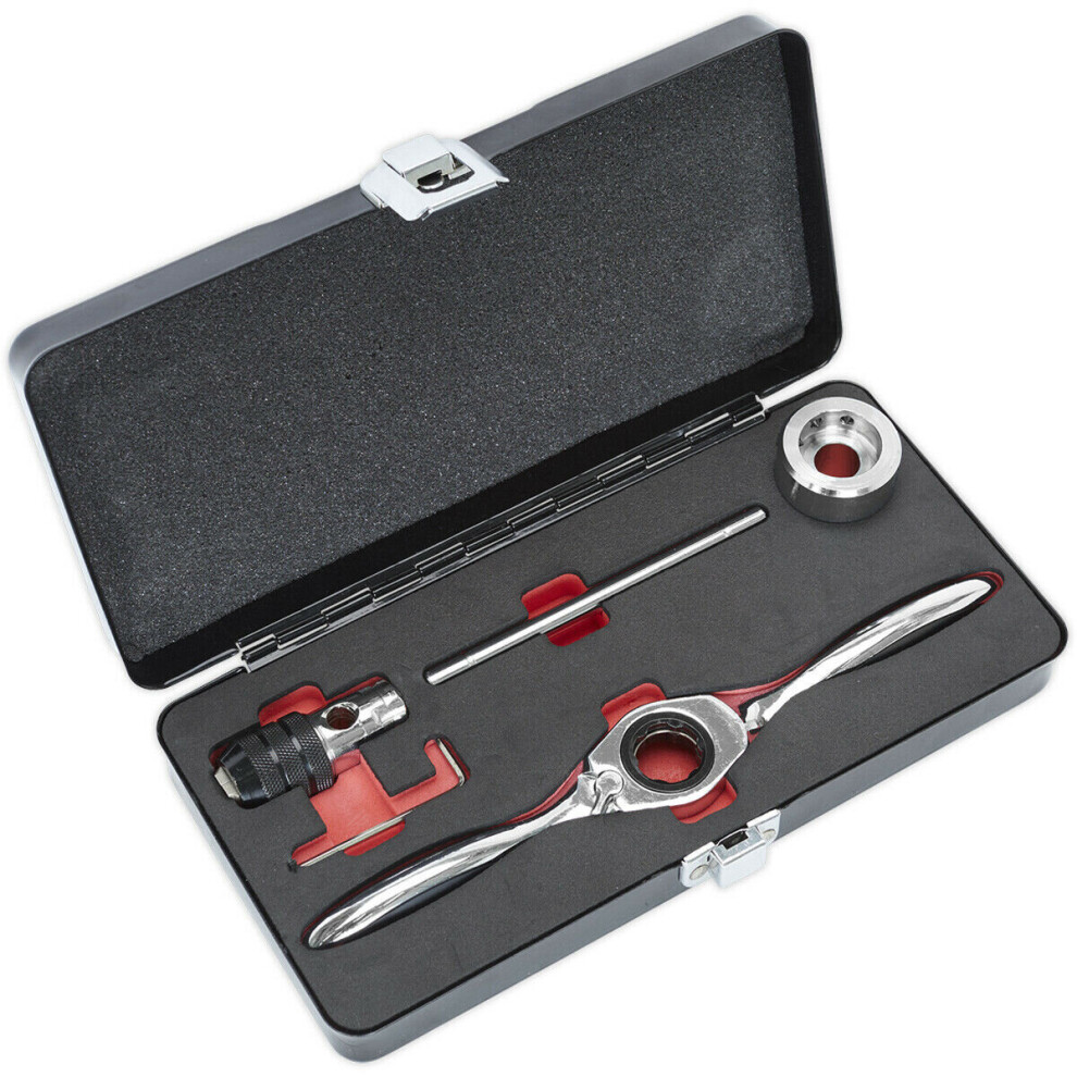 Bi-Directional Ratchet Tap & Die Holder Set - Metric M3 to M12 Threading Wrench