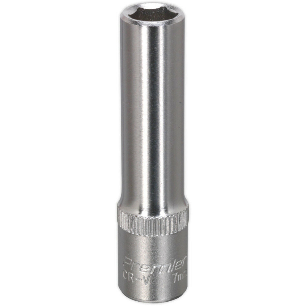 Loops 7Mm Forged Steel Deep Drive Socket - 1/4" Square Drive Chrome Vanadium Socket