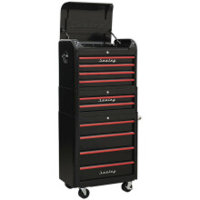 Retro 10 Drawer Topchest Mid Box & Rollcab Bundle - Locking - BB Slides - Black