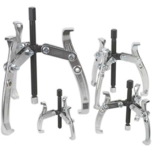 Loops 4 Piece Triple Legged Gear Puller - Reversible - Swivel Thrust Plates - Hex Head