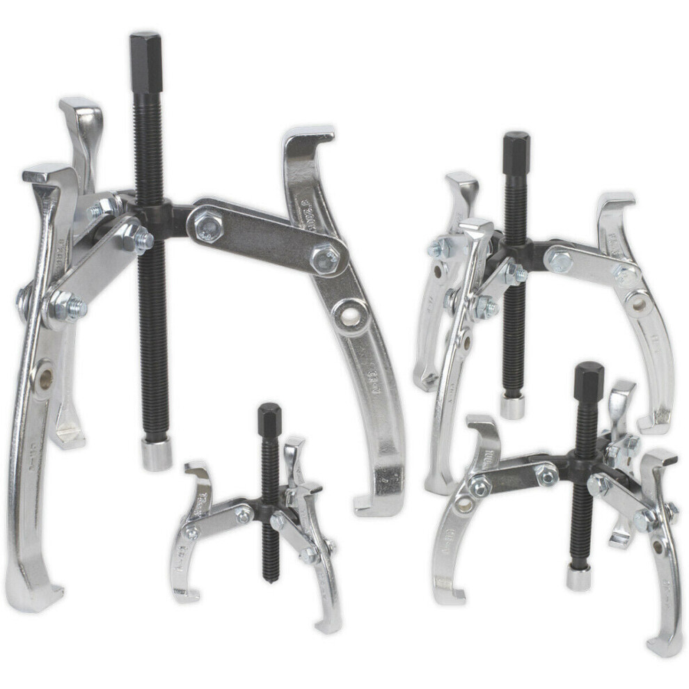 4 Piece Triple Legged Gear Puller - Reversible - Swivel Thrust Plates - Hex Head