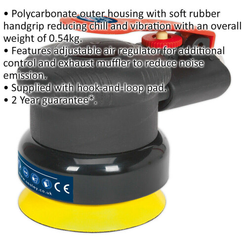 Loops PRO 75mm AIR Palm Sander 5mm Orbital - 1/4" BSP - Variable Speed Hook & Loop Pad 1