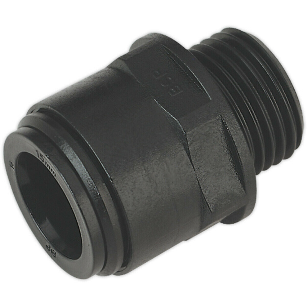 Loops 2 Pack - 15Mm X 1/2" Bsp Black Straight Adapter - Air Ring Main Pipe Male Thread