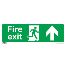 1x FIRE EXIT (UP) Health & Safety Sign - Self Adhesive 300 x 100mm Sticker