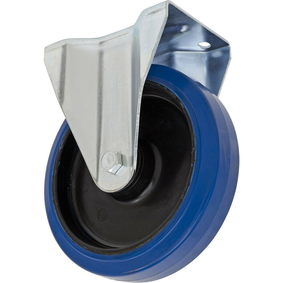 Loops 125Mm Heavy Duty Fixed Castor Wheel - Elastic Rubber - 36Mm Tread - Nylon Core