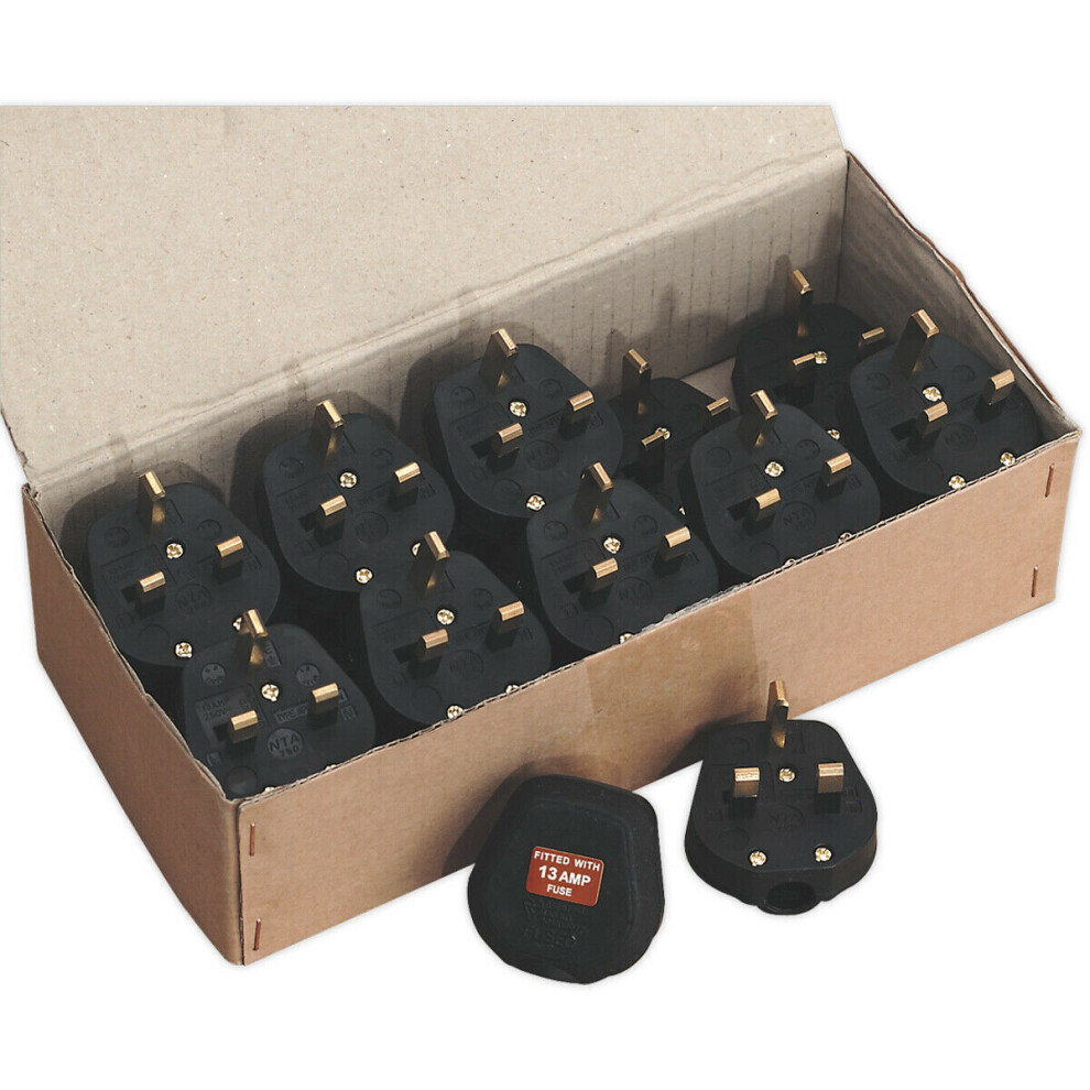 20 PK Black 13A Plug - Rewireable 3 Pin UK Plug - Fused - Electrical Replacement