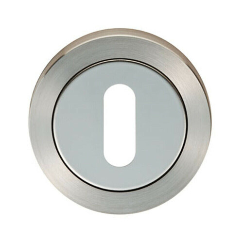Loops Round Lock Profile Escutcheon 52mm Dia Concealed Fix Bright Satin Steel 1
