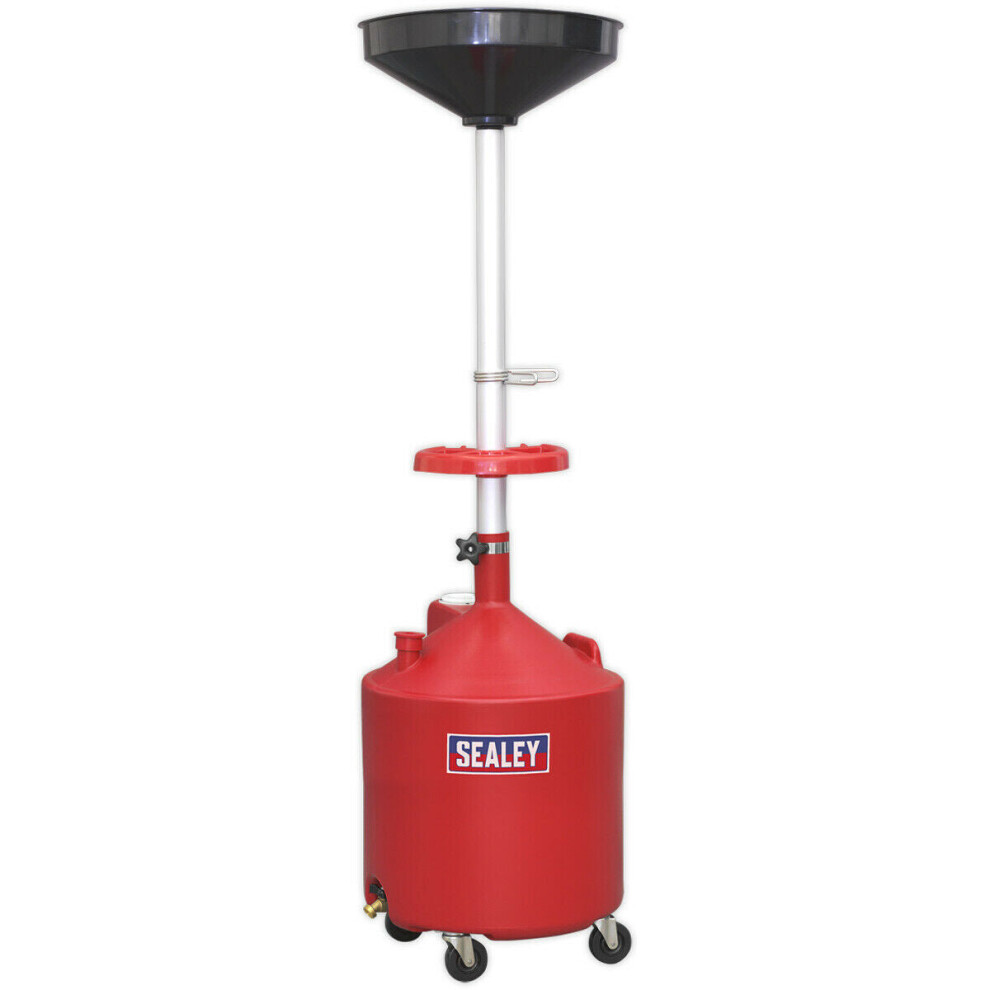 80L Mobile Oil Drainer - Gravity Discharge - Height Adjustable - Castor Wheels