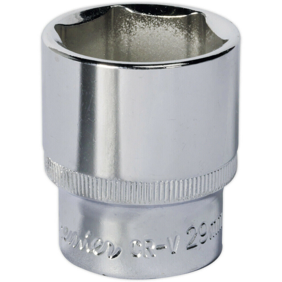 29mm Forged Steel Drive Socket - 1/2" Square Drive - Polished Chrome Vanadium