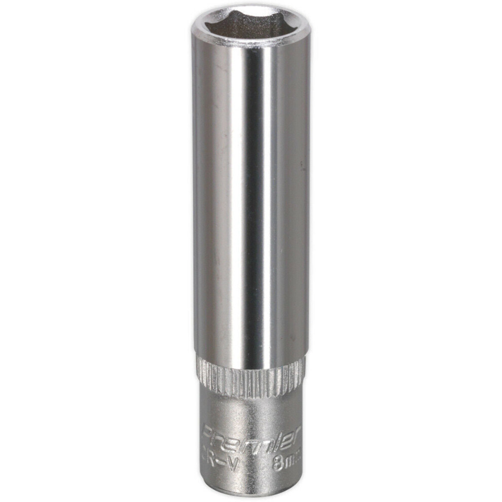 Loops 8Mm Forged Steel Deep Drive Socket - 1/4" Square Drive Chrome Vanadium Socket