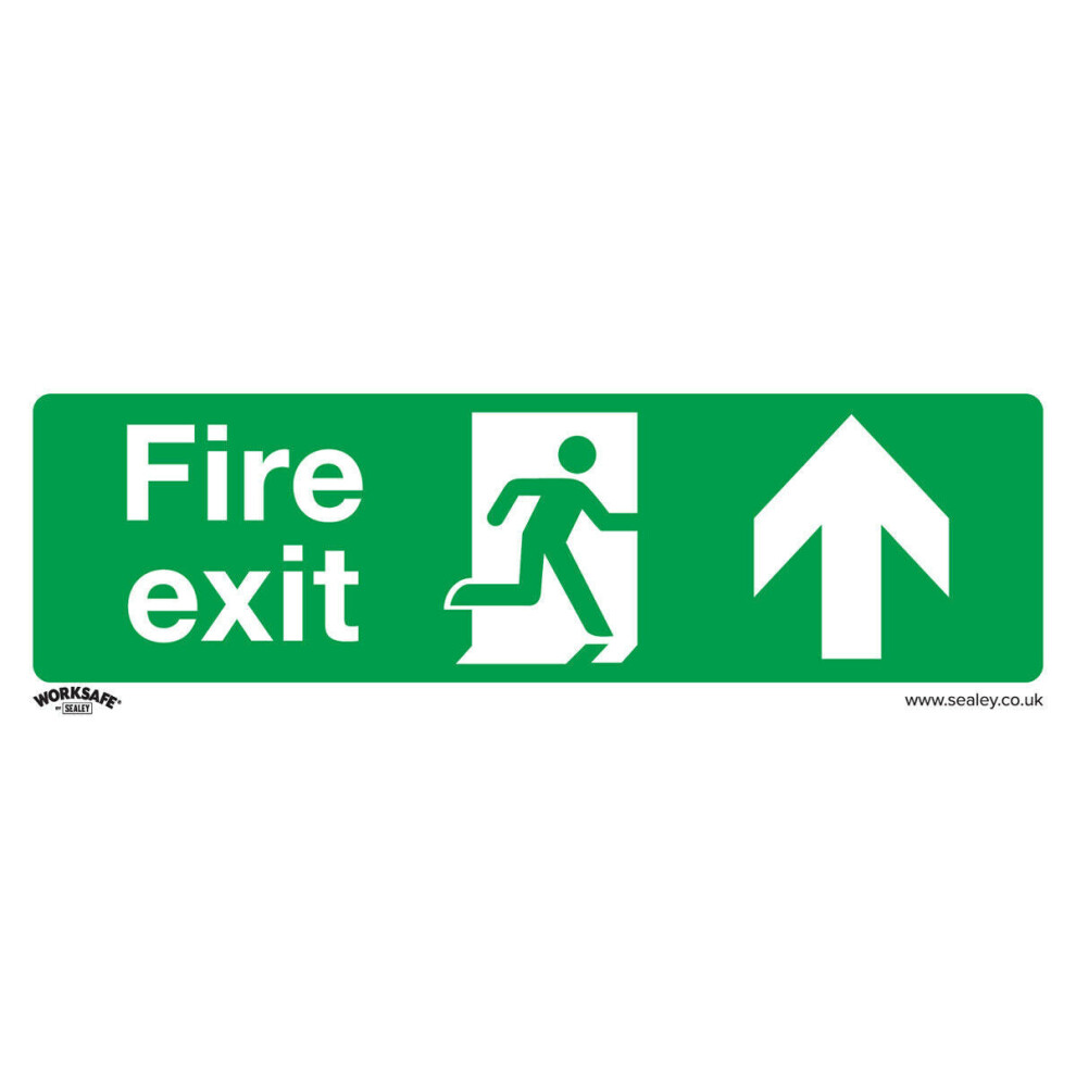 10x FIRE EXIT (UP) Health & Safety Sign Self Adhesive 300 x 100mm Sticker