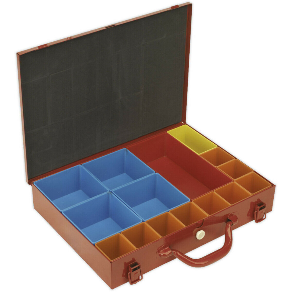388 X 280 X 67Mm 15 Compartment Parts / Bit Metal Storage Case Components Screws 5056524259610