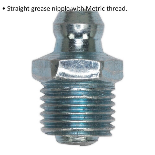 Loops 25 PACK - Straight Grease Nipple Fitting - M10 x 1mm Metric Thread Size 1