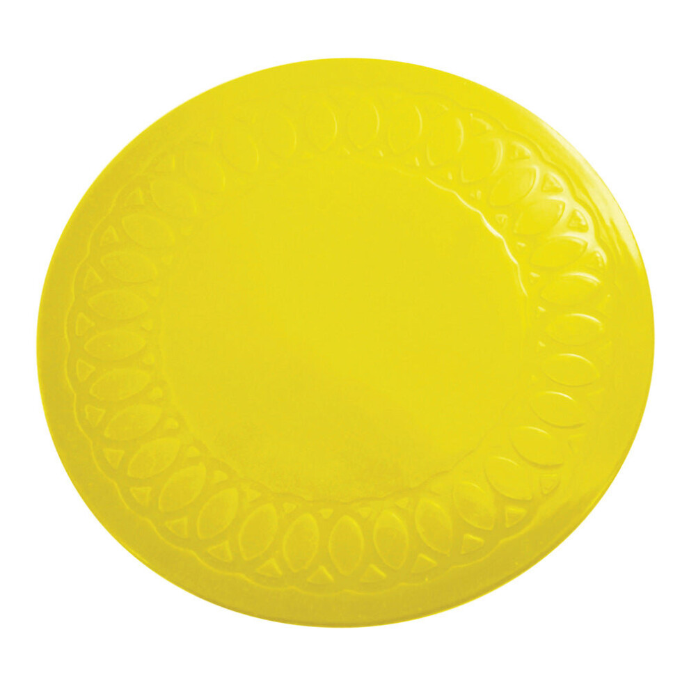 Large Yellow Silicone Rubber Anti Slip Coasters - 19cm Diameter Dishwasher Safe