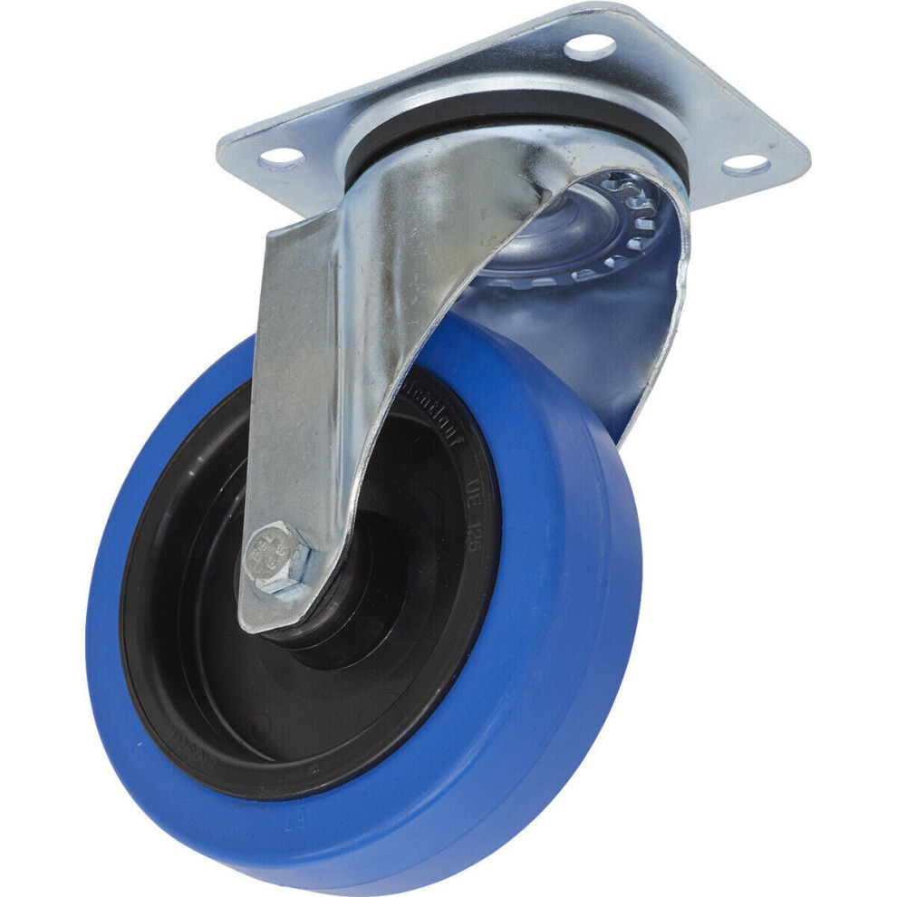 Loops 125Mm Swivel Plate Castor Wheel - 40Mm Tread - Non-Marking Polymer & Elastic