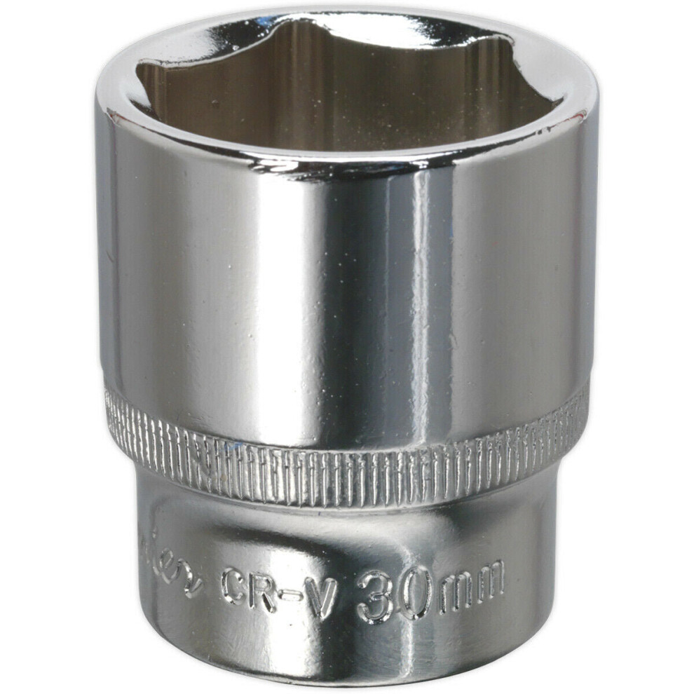 Loops 30Mm Forged Steel Drive Socket - 1/2" Square Drive - Polished Chrome Vanadium