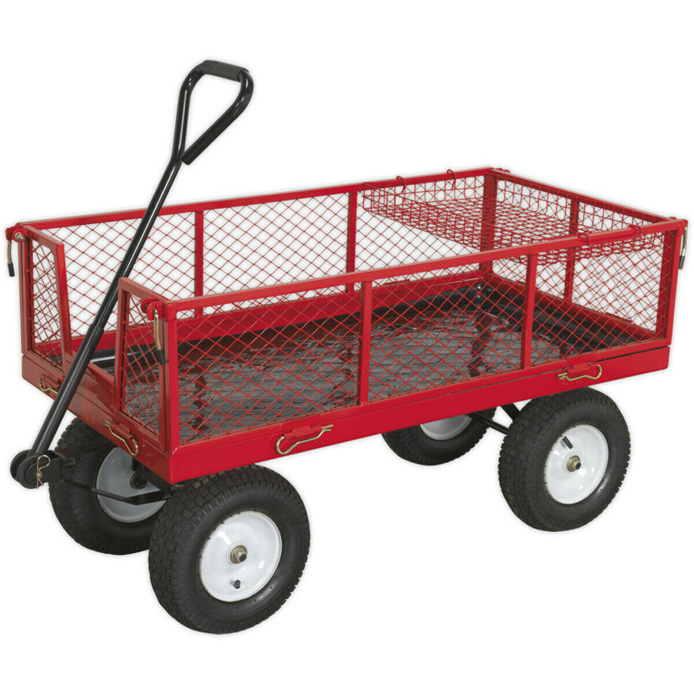 450kg Heavy Duty Platform Truck - Folding & Removable Sides - Pneumatic Wheels