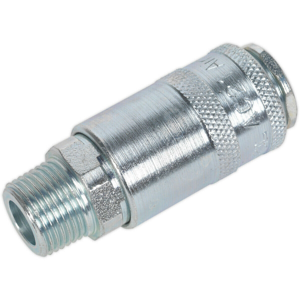 3/8 Inch BSPT Coupling Body Adaptor - Male Thread - 100 psi Free Airflow Rate