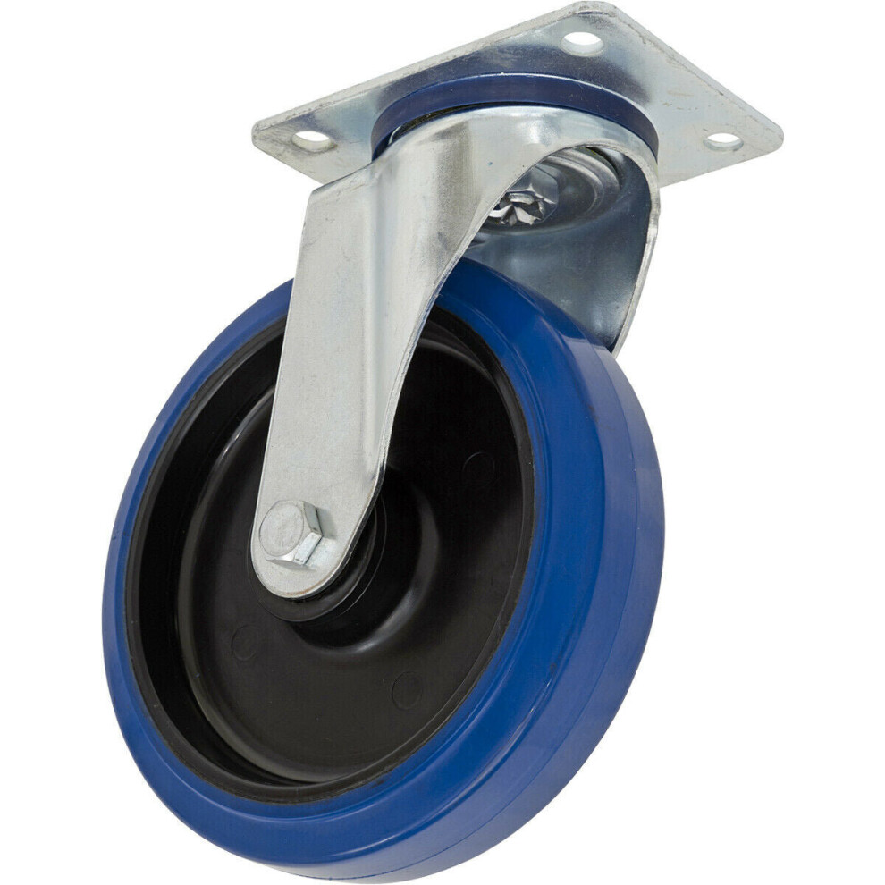 Loops 125Mm Heavy Duty Swivel Plate Castor Wheel - 36Mm Tread Elastic With Nylon Core