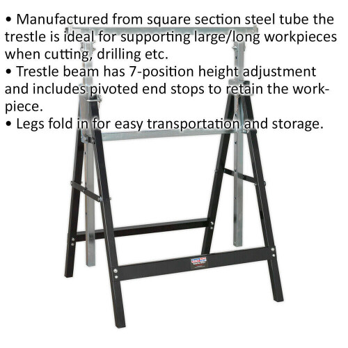 Loops Fold Down Telescopic Trestle - 200kg Capacity - 7 Position Height Adjustment 1