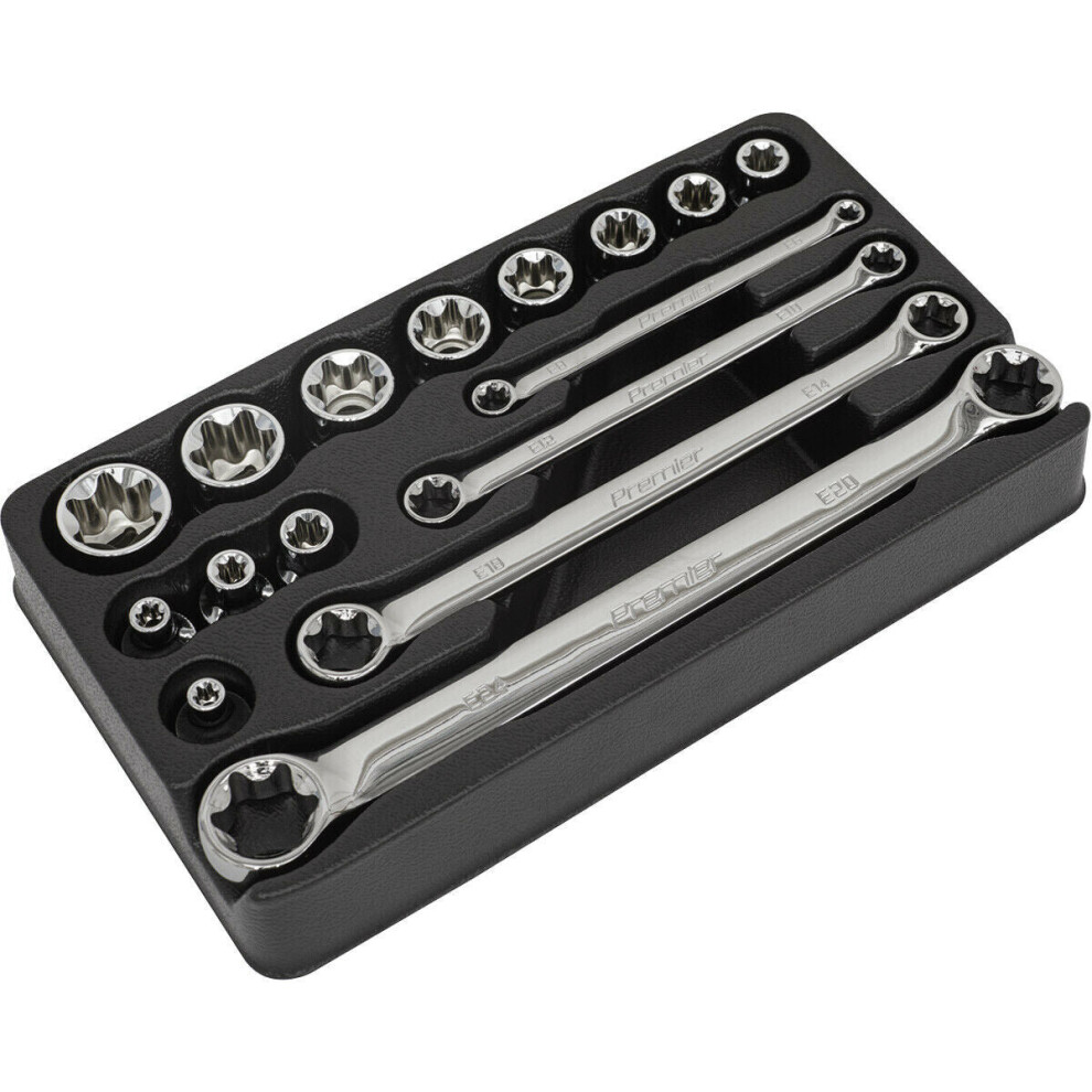 Loops 16 Pack Trx Star Socket & Spanner Set - 3/8" Square Drive Chrome Vanadium Steel