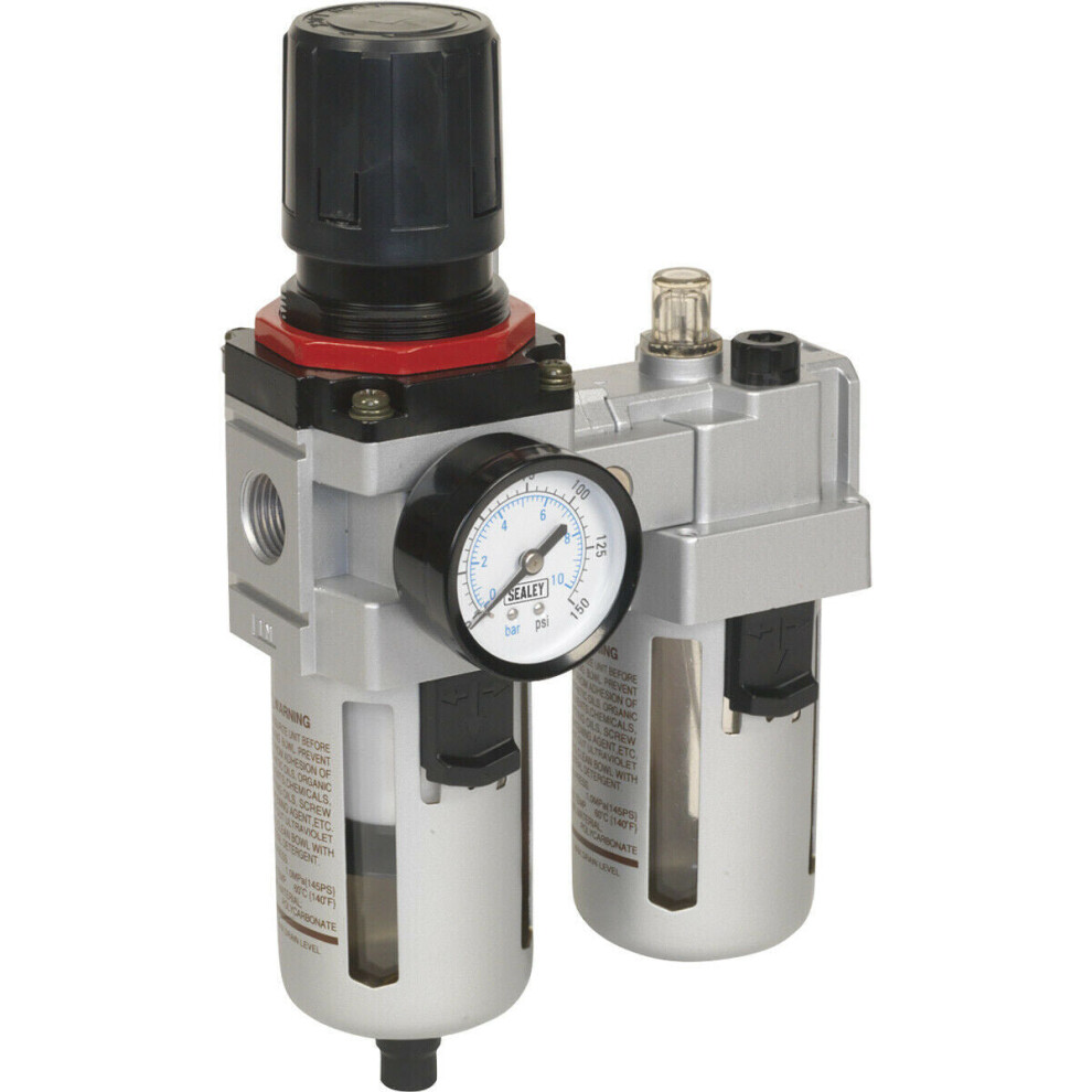 High Flow Air Supply Filter Regulator & Lubricator - 1/2" BSP 99cfm Max Airflow